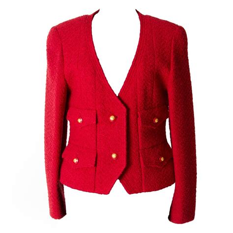 chanel tweed jacket red